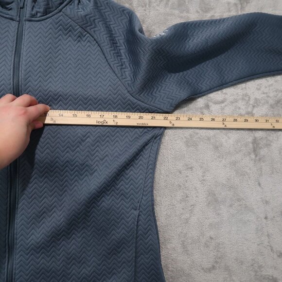 Adidas Jacket Women L Blue Textured Layer Jacket Full Zip Embroidery Golf Gym - Picture 8 of 16